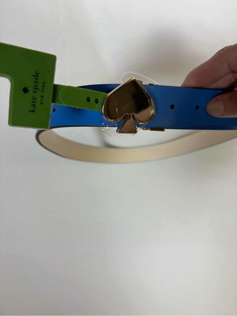 Kate Spade Blue & Cream Reversible Heart Accent Belt - Picture 7 of 7